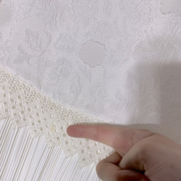 Vintage White Long Sleeve Pleated Midi Shift Bride Mother Of The Bride Dress M - Picture 9 of 16